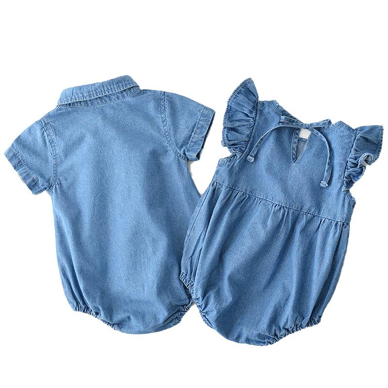 Summer Newborn Infant Baby Clothes Romper Boys And Girls Baby Denim Romper