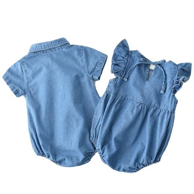 Summer Newborn Infant Baby Clothes Romper Boys And Girls Baby Denim Romper