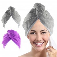 Microfiber Terry Dry Hair Towel Hair Drying Towels Shower Spa Head Wrap Turban Super Anti Frizz Absorbent & Soft Head Towel