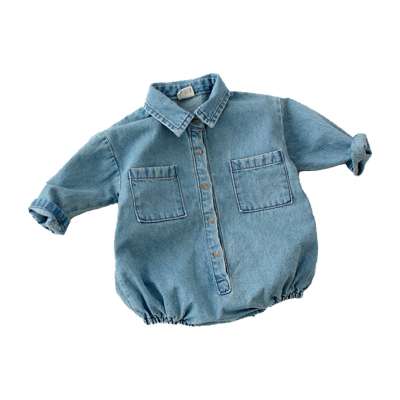 newborn baby clothes romper baby long sleeve organic denim rompers