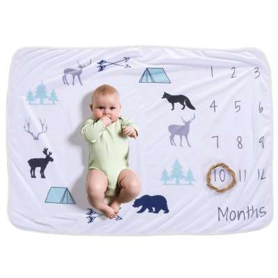 Baby Monthly Milestone Blanket Photo Blanket for Boys Girls Baby Newborn Shower Gifts Softy Premium Fleece Blanket